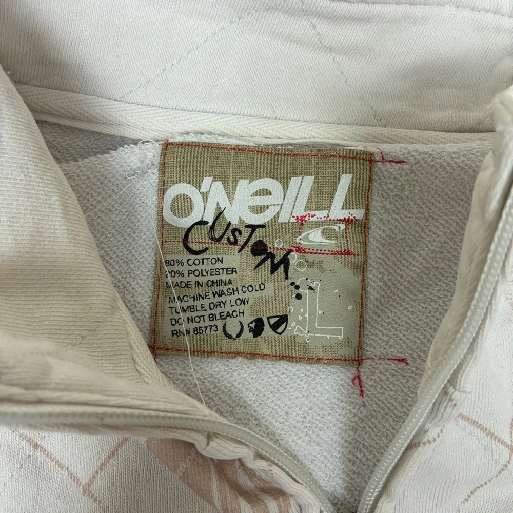 Y2K O'Neill Full Zip Track Jacket Men's Size Large White Argyle Diamond Pattern